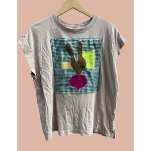 Large Upcycled T-Shirt with Beet Applique